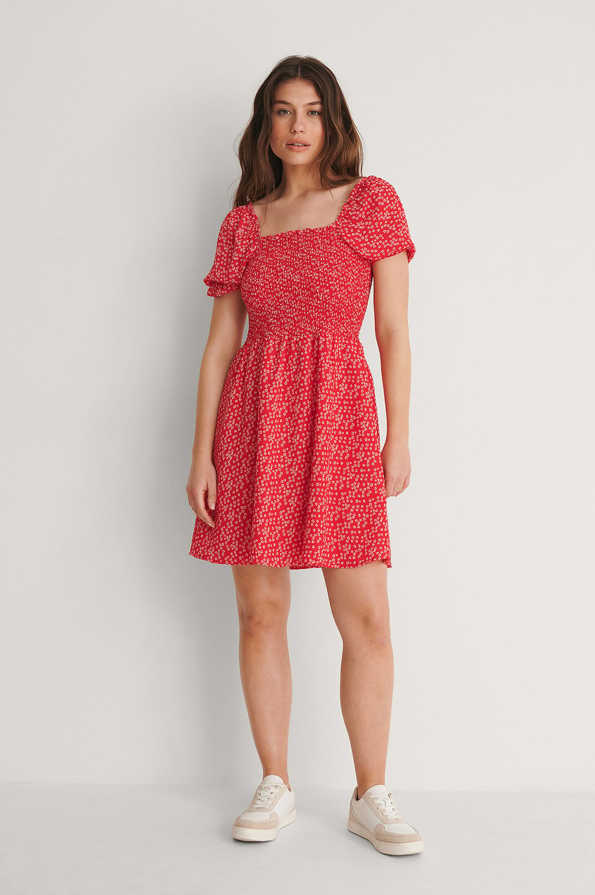 Kleider Print Kleid | Recyceltes recyceltes Smock-Kleid mit Aufdruck - TE18621