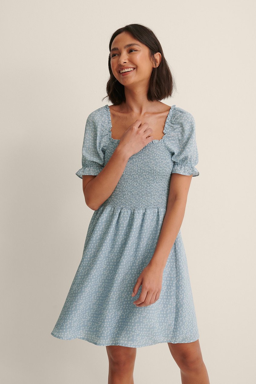 Kleider Print Kleid | Recyceltes recyceltes Smock-Kleid mit Aufdruck - EA64822