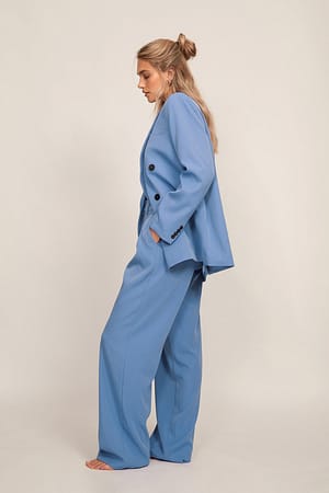 Dusty Blue Pantalón de traje suave de cintura alta suave