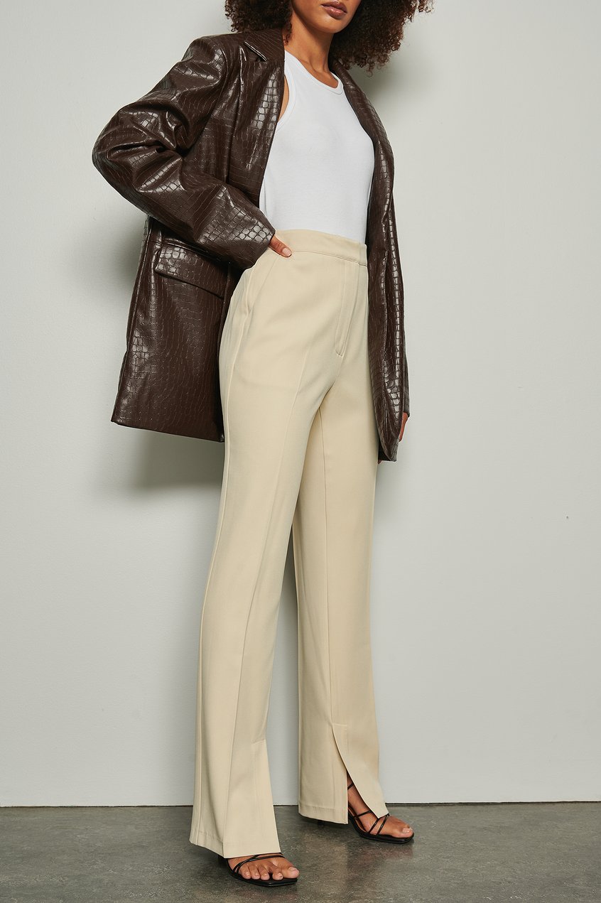 Pantalons Pantalon tailleur | Recyclé doux ajusté pantalon fendu sur le côté - CM22384