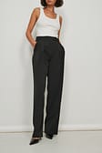 Black Recycled Tapered Double Darted Suit Pants