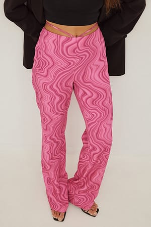 Pink Combo Recycled Tied Waist Pants