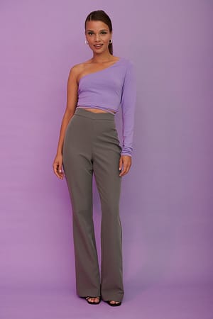 Grey Pantaloni eleganti con forma a V in materiale riciclato