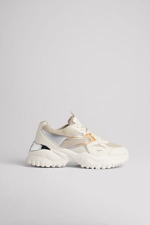 Nude/Silver Reflective Mesh Trainers