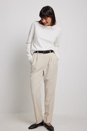 Sand Stone Regular Cropped Suit Pants