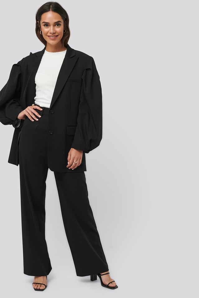 Relaxed Fit Suit Pants Black