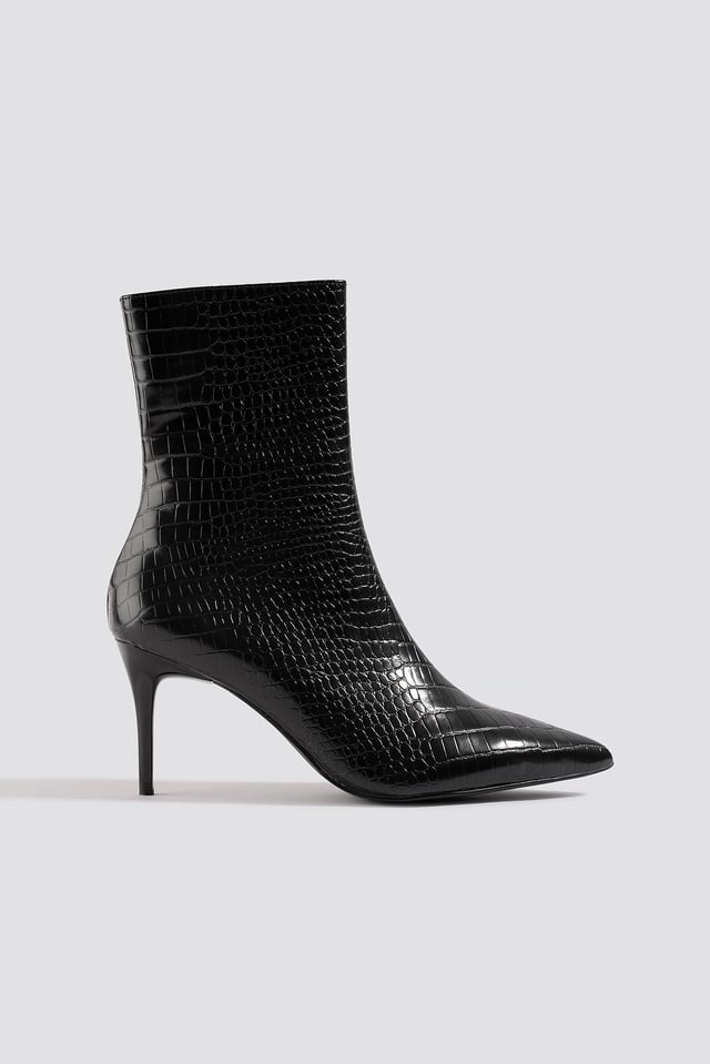 Reptile Pointy Boots Black