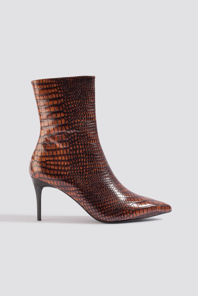 Reptile Pointy Boots Brown