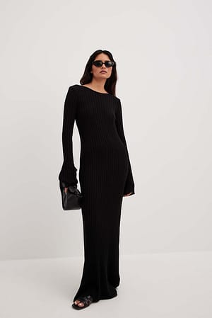 Rib Knitted Deep Back Maxi Dress Outfit