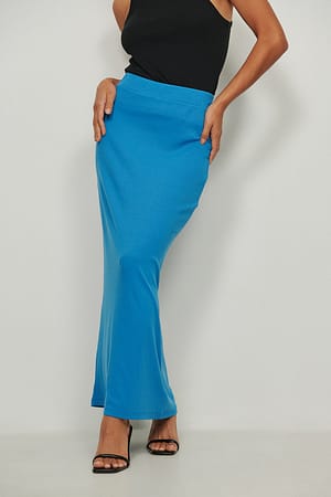 Blue Rib Maxi Skirt