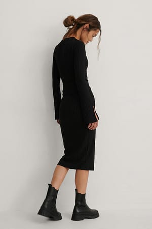Black Recycled knälång kjol