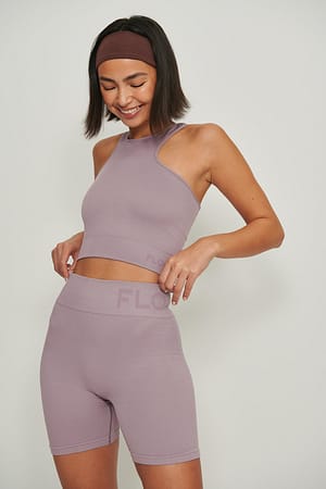 Purple Recycled Ribbed Asymmetric Top