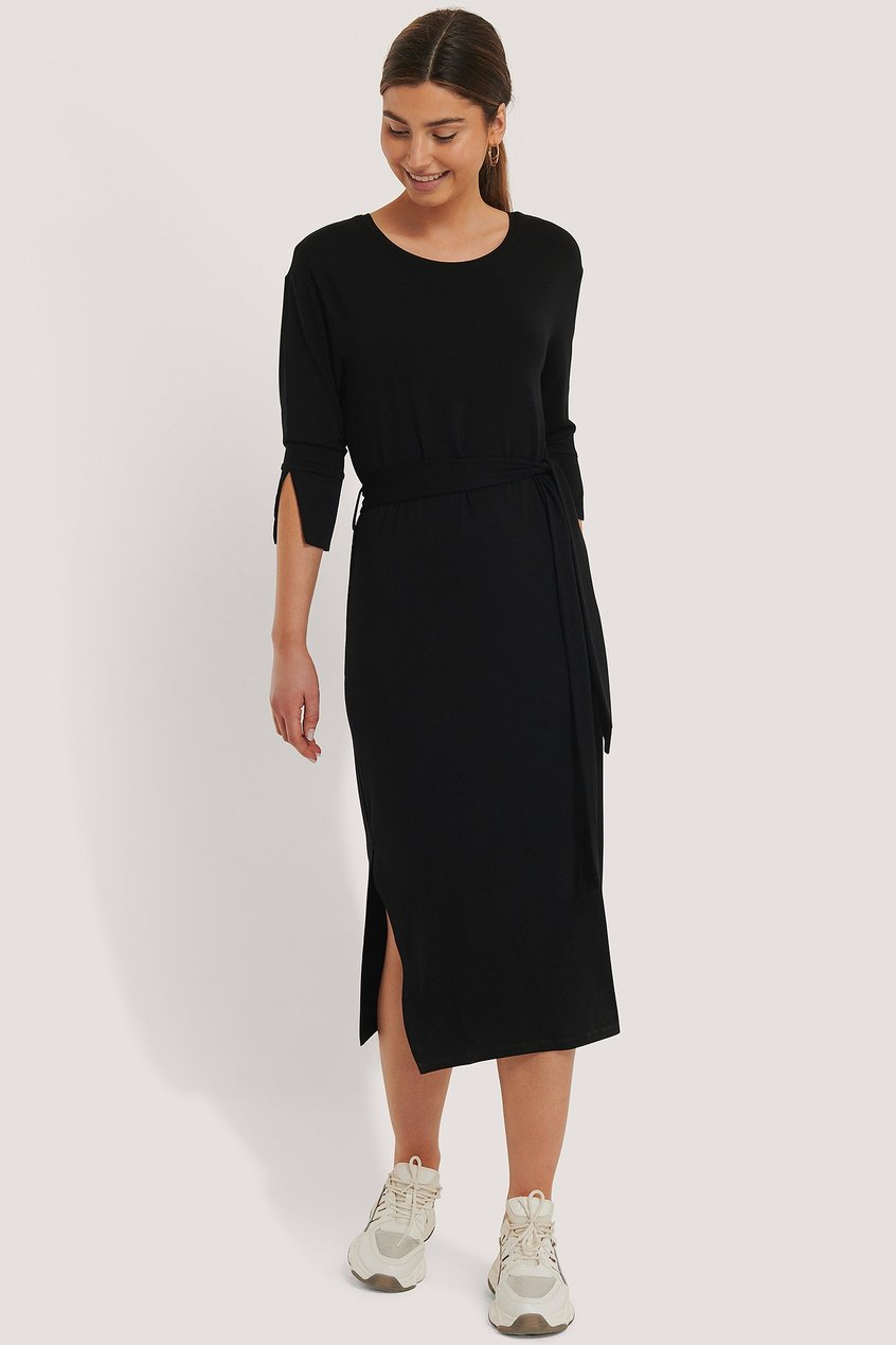 Kleider Jerseykleider | Kleid Mit Seitlichem Schlitz Und Gürteldetail - VT93673