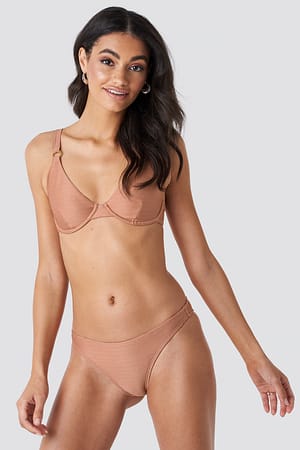Terracotta Geripptes Bikini-Höschen