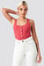 Ribbed Cropped Button Top