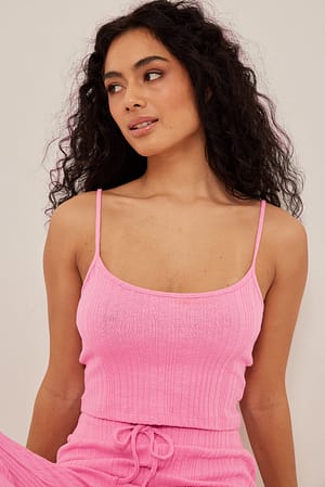 Light Pink Ribbed Cropped Singlet