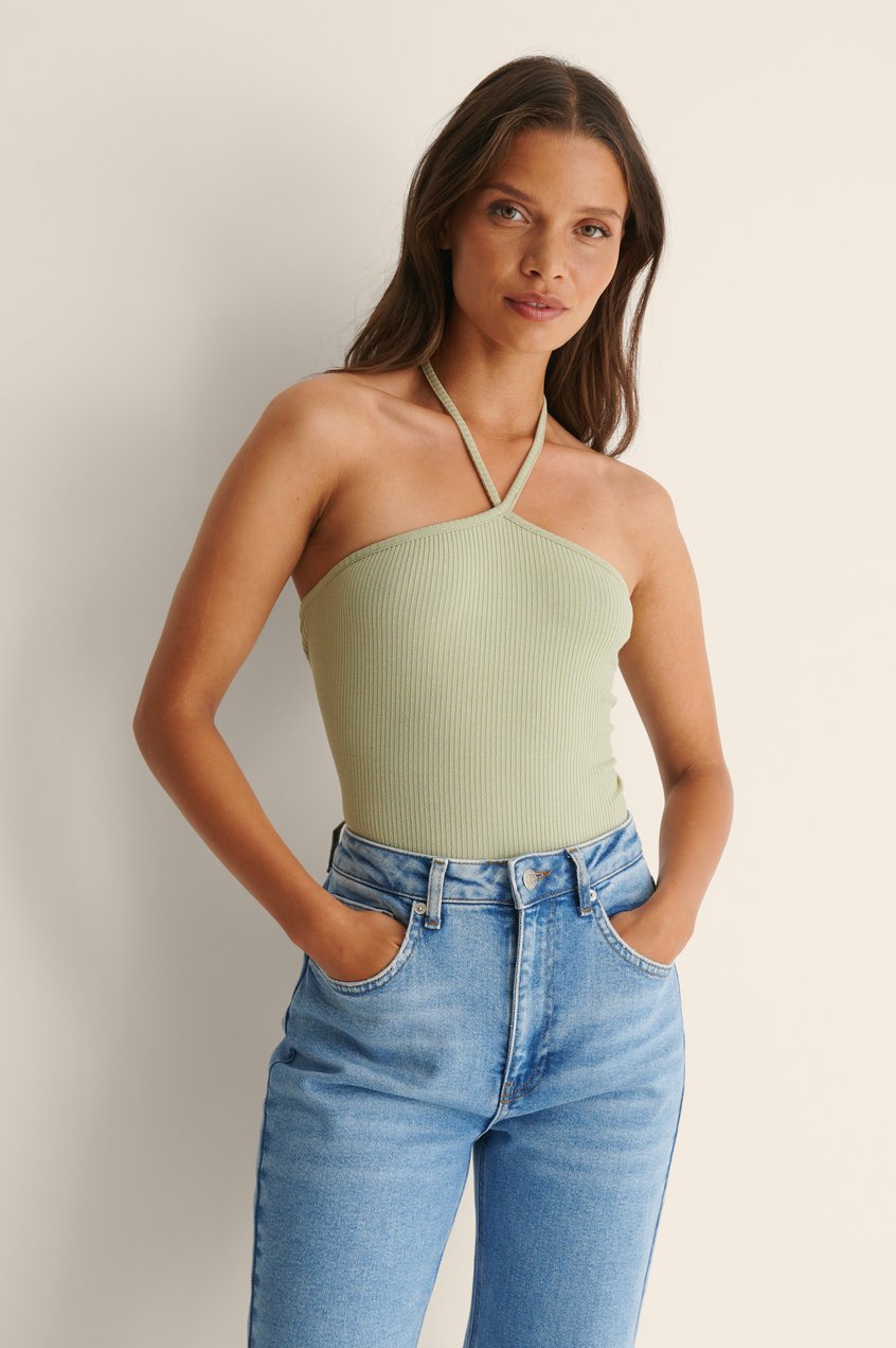 Selected Items Ärmellose Tops | Ribbed Halterneck Top - UO77367