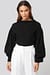 Ribbed High Neck Ballon Sleeve Knitted Sweater