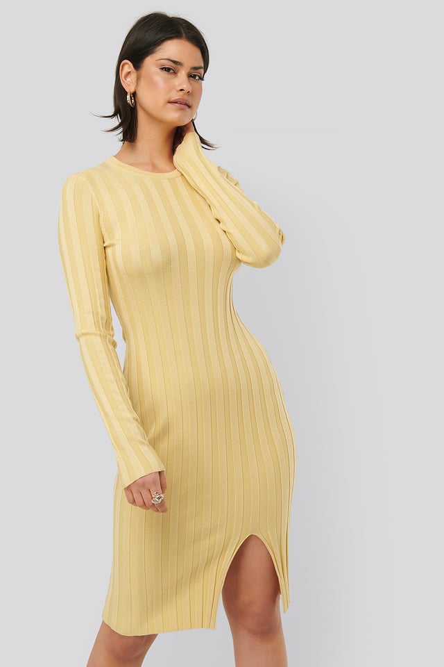 Joustinneulottu Midimekko Dusty Yellow