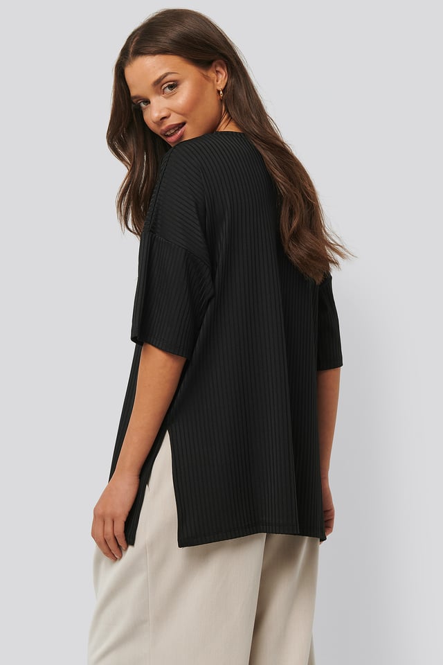 Ribbed Oversized Tee Black