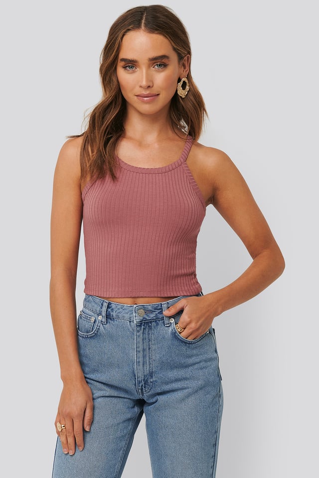 Ribbed Round Neck Singlet Purple Rose
