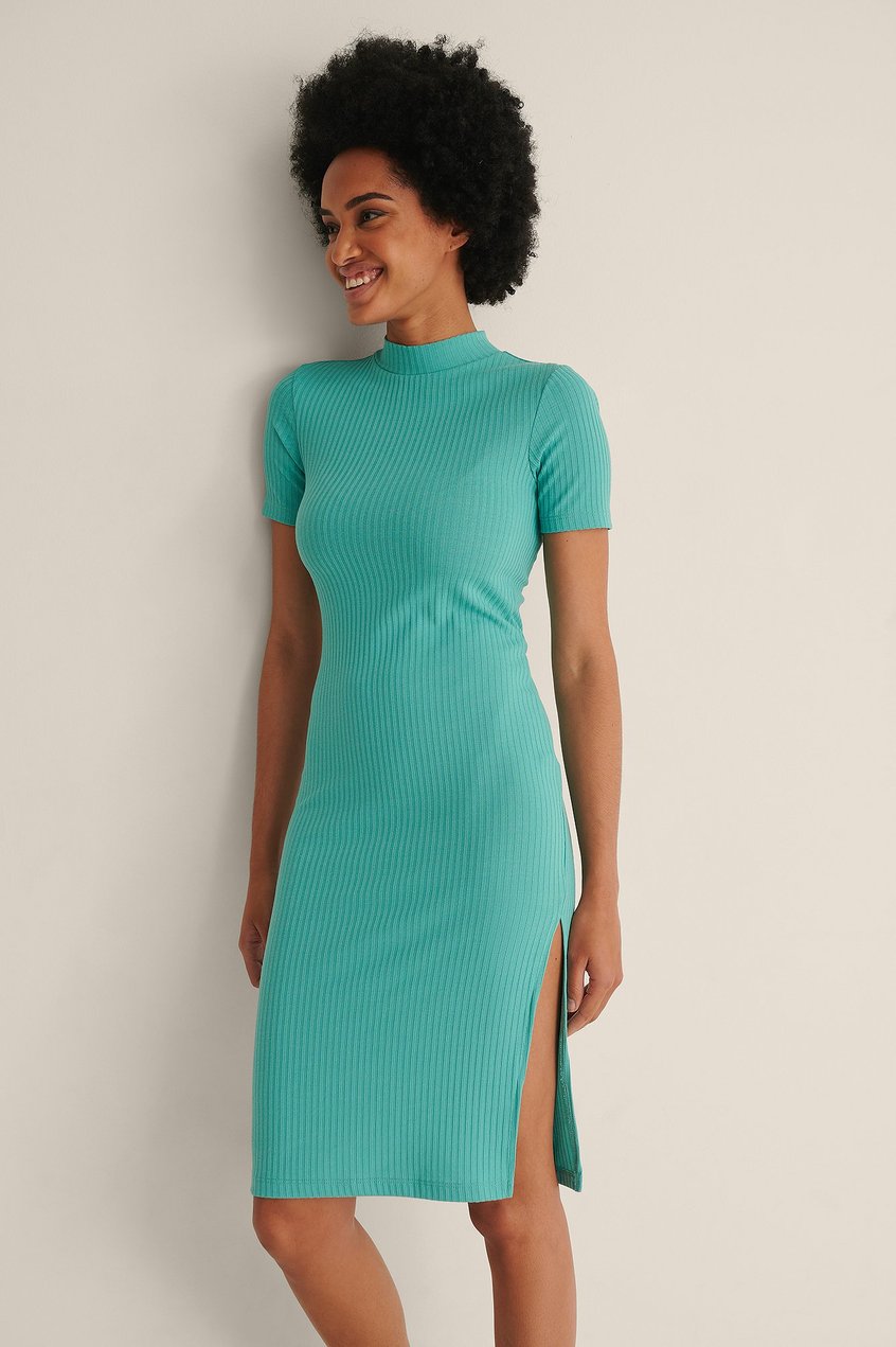 Kleider Jerseykleider | Ripp-Kleid mit Schlitz-Detail - DS57951