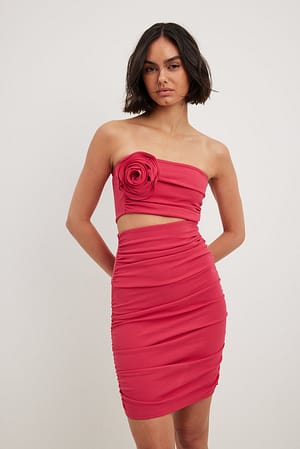 Magenta Różowa sukienka mini z wycięciem