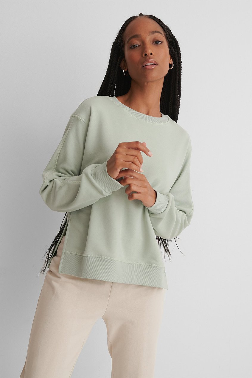 Reborn Collection Comfy Hoodies & Sweats | Organic Rouched Sleeve Sweatshirt - HN40139