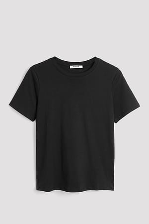 Black T-shirt con scollo rotondo in cotone organico