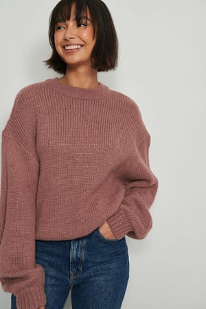 Dusty Dark Pink Recycled Round Neck Knitted Sweater