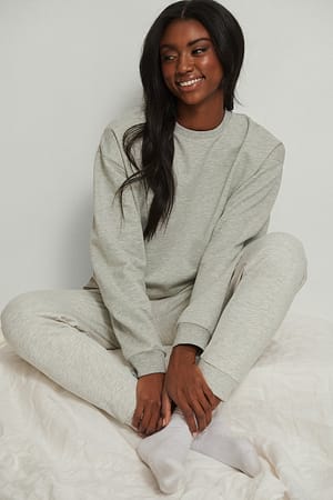 Grey Melange Sweater met ronde hals van biologisch katoen