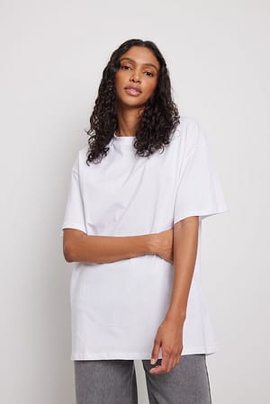 White Ekologisk oversize t-shirt med rund hals