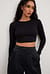 Round Neck Ribbed Long Sleeve Crop Top