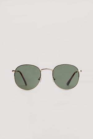 Gold Rounded Metal Sunglasses