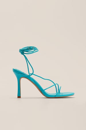 Turquoise Rounded Toe Strappy Heels