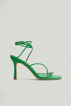 Strong Green Rounded Toe Strappy Heels