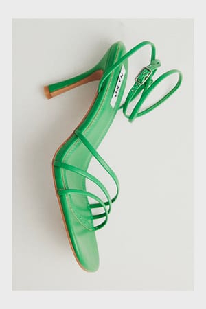 Strong Green Rounded Toe Strappy High Heels