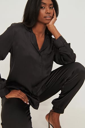 Black Loungewear skjorte i sateng