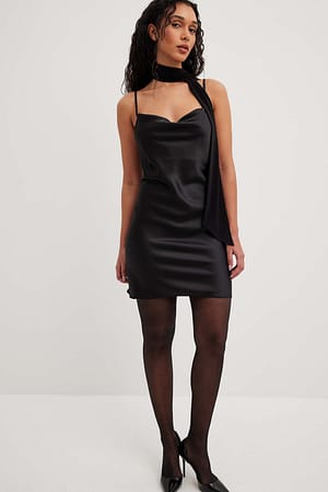 Black Satijnen mini-jurk