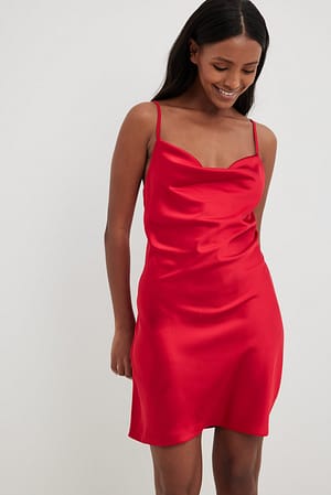 Red Satijnen mini-jurk