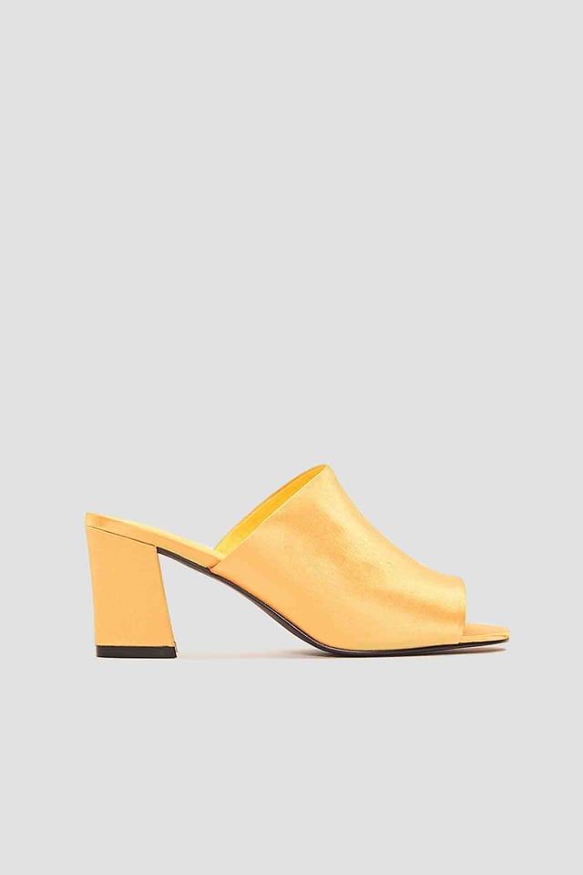 Satin Mule Heel Sandals Citrus