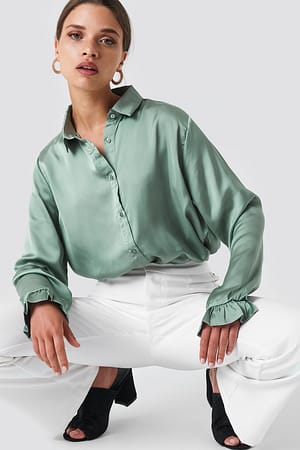 Duck Green NA-KD Satin Shirt