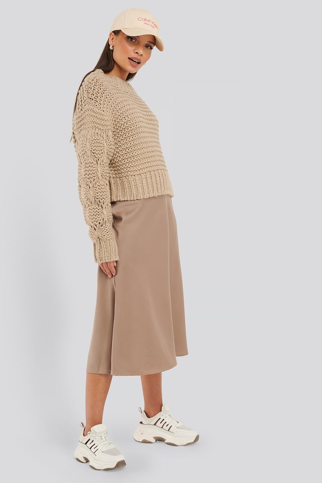 Satin Skirt Beige