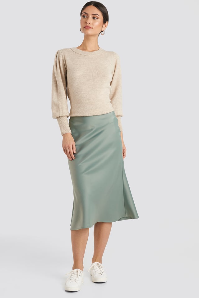 Satin Skirt Dusty Green