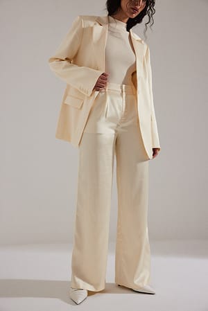 Off White Satin Suit Trousers
