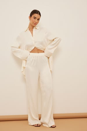 Offwhite Satin Wide Pants