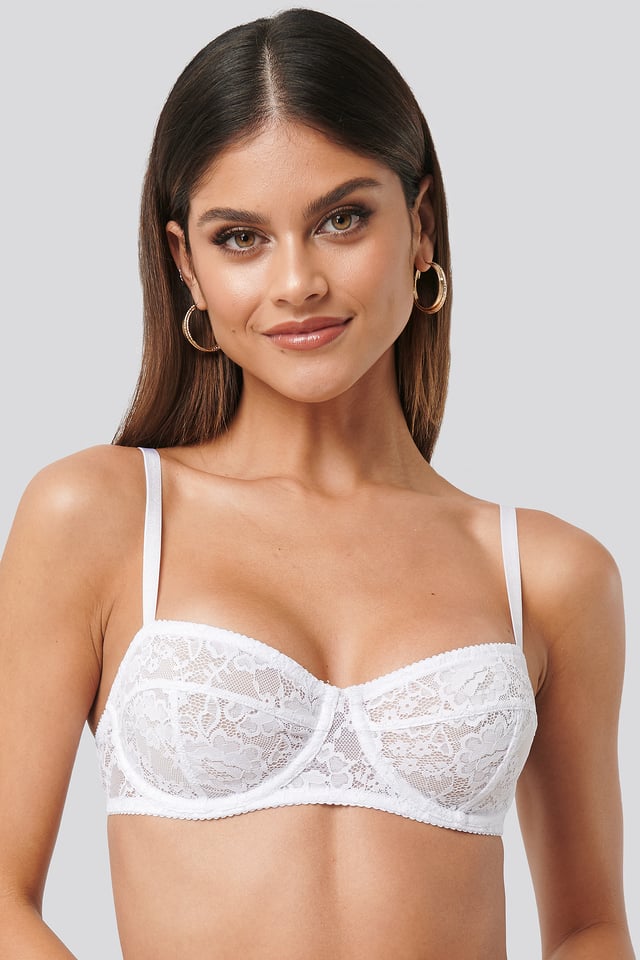 Scalloped Lace Balconette Bra White