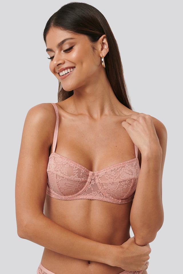 Scalloped Lace Balconette Bra Pink Umber