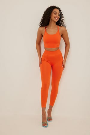 Orange Collants sem costura de cintura subida