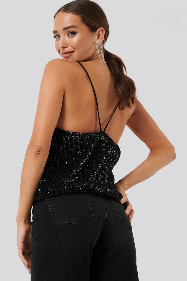 Sequin Singlet Black